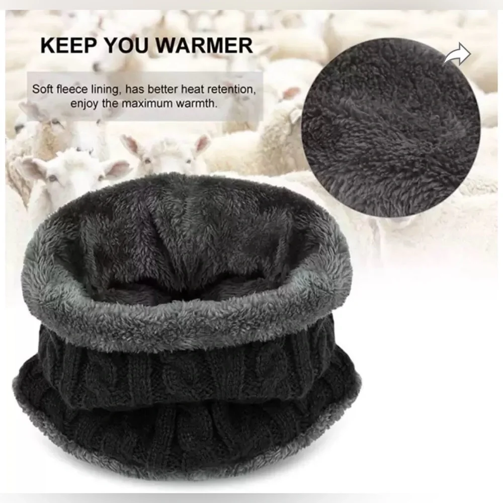 Unisex Cable Knit Fleece Lined Neck Gaiter